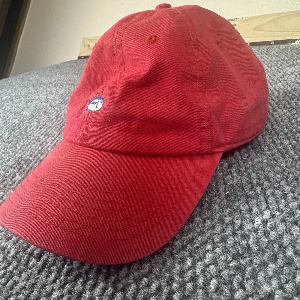 Southern Tide Red Cotton Baseball Adjustable Strap Cap Beach Fishing Hat